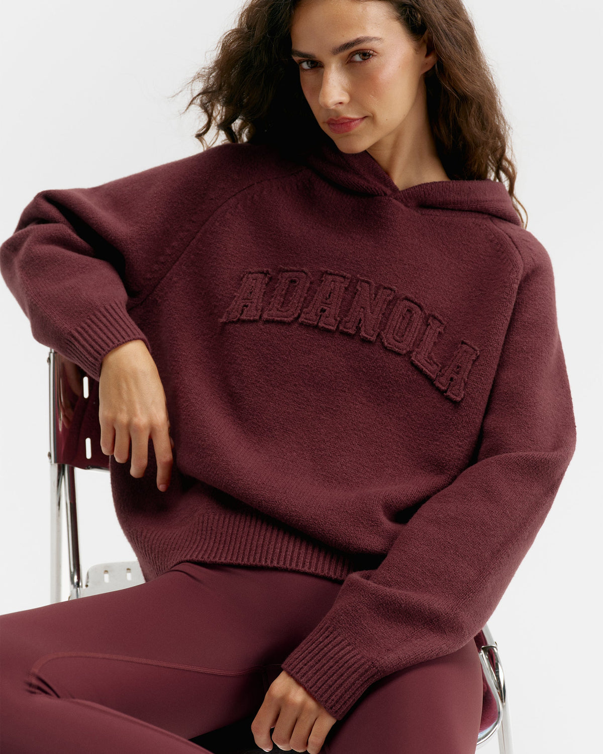 Oversized Knit Hoodie - Damson