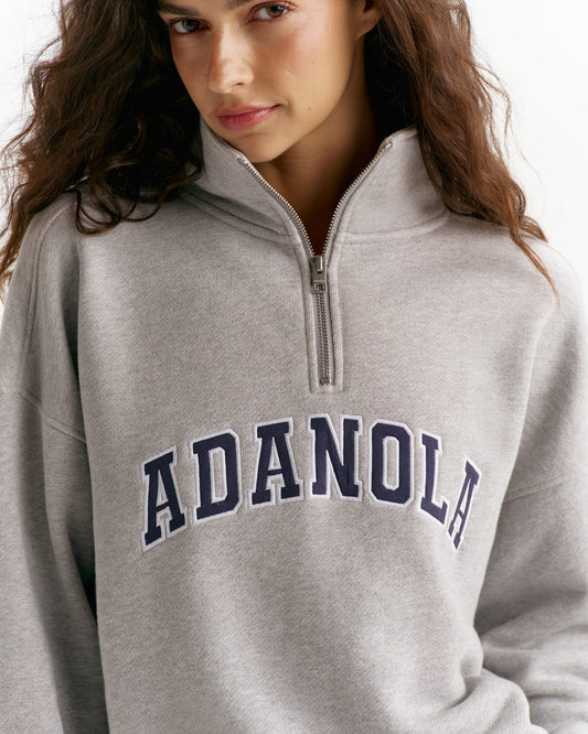 Classic Relaxed Quarter Zip Sweatshirt - Heather Grey