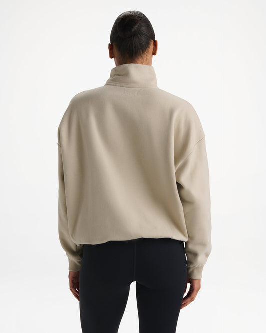 Oversized Quarter Zip Sweatshirt - Stone