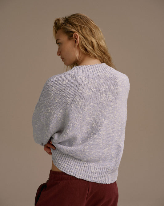 Textured Knit Oversized Sweatshirt - Blue