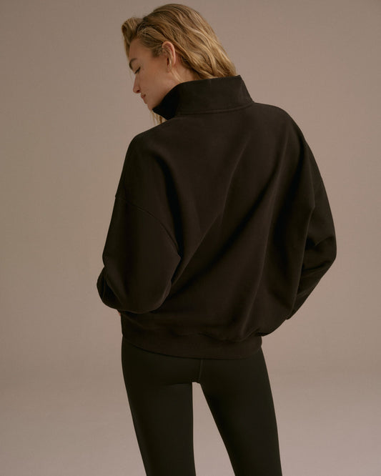 Relaxed Quarter Zip Sweatshirt - Black