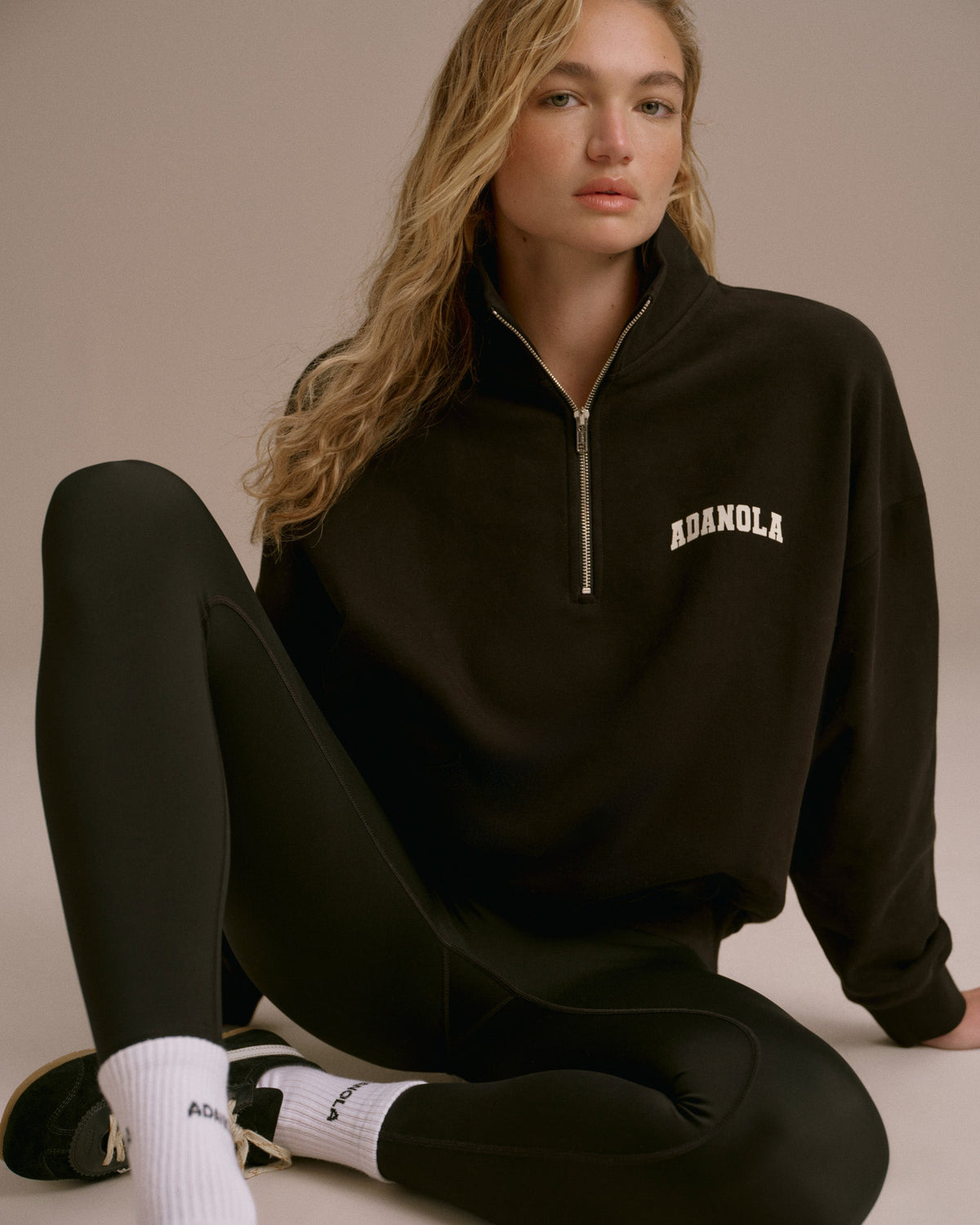Oversized Quarter Zip Sweatshirt - Black