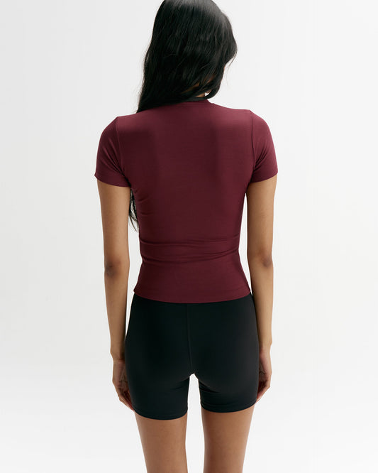 Modal Soft Short Sleeve Top - Damson