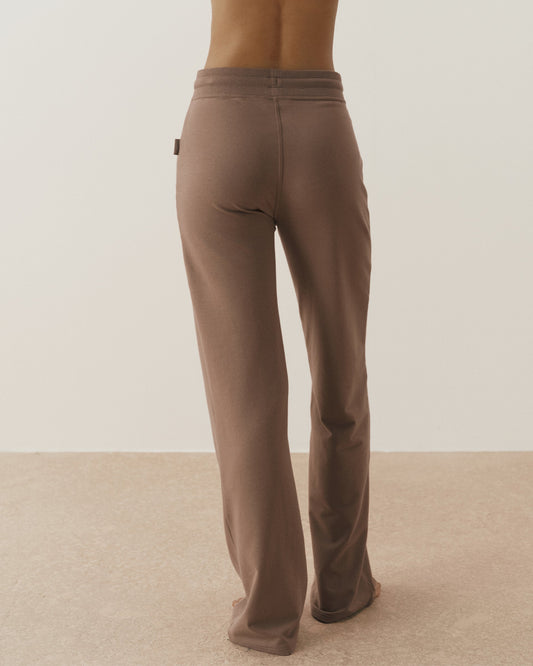Modal Straight Leg Pants - Dusty Brown