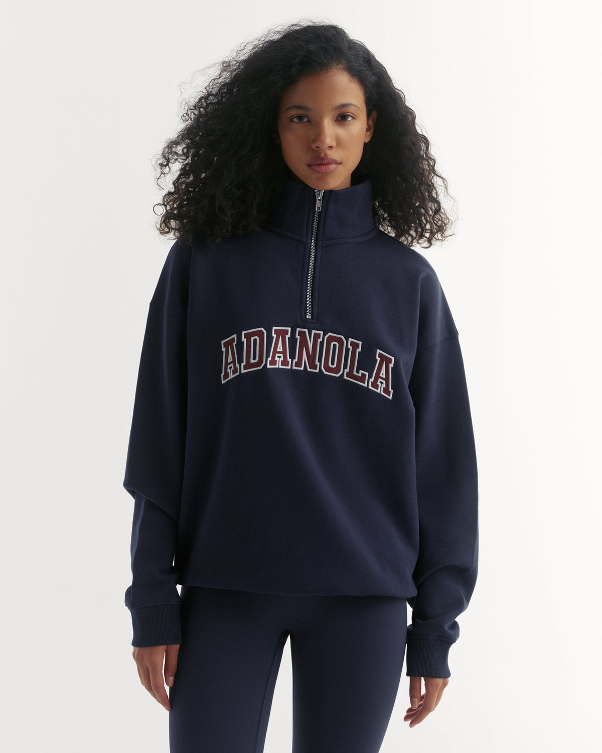 Relaxed Quarter Zip Sweatshirt - Navy Blue