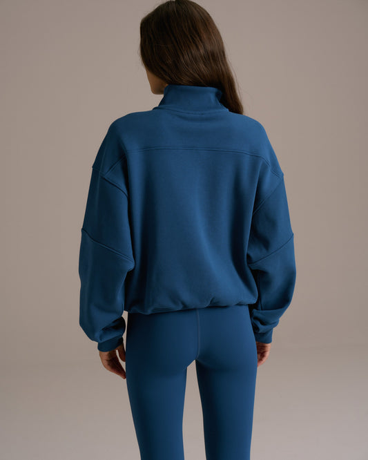 Relaxed Quarter Zip Sweatshirt - College Blue