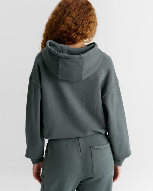 Vintage Relaxed Zip Through Hoodie - Sea Green