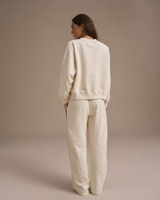 Loose Fit Straight Leg Sweatpants - Marshmallow White