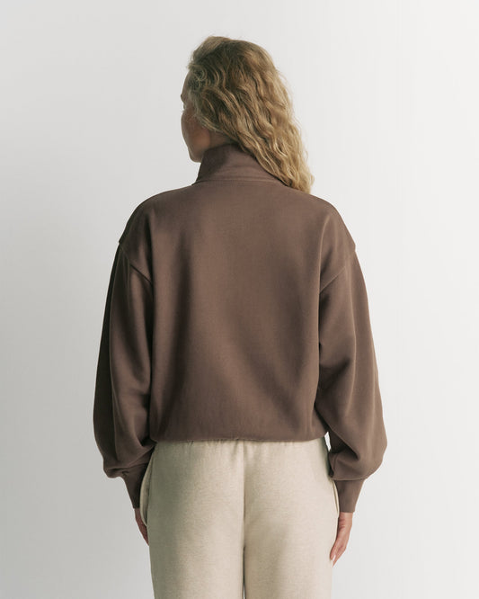 Studio Relaxed Zip Through Sweatshirt - Walnut Brown