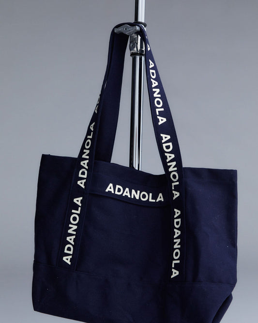 Branded Strap Tote Bag - Navy Blue