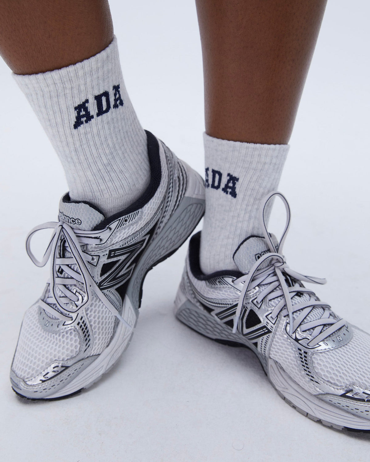 Socks - Light Grey Melange/Navy Blue
