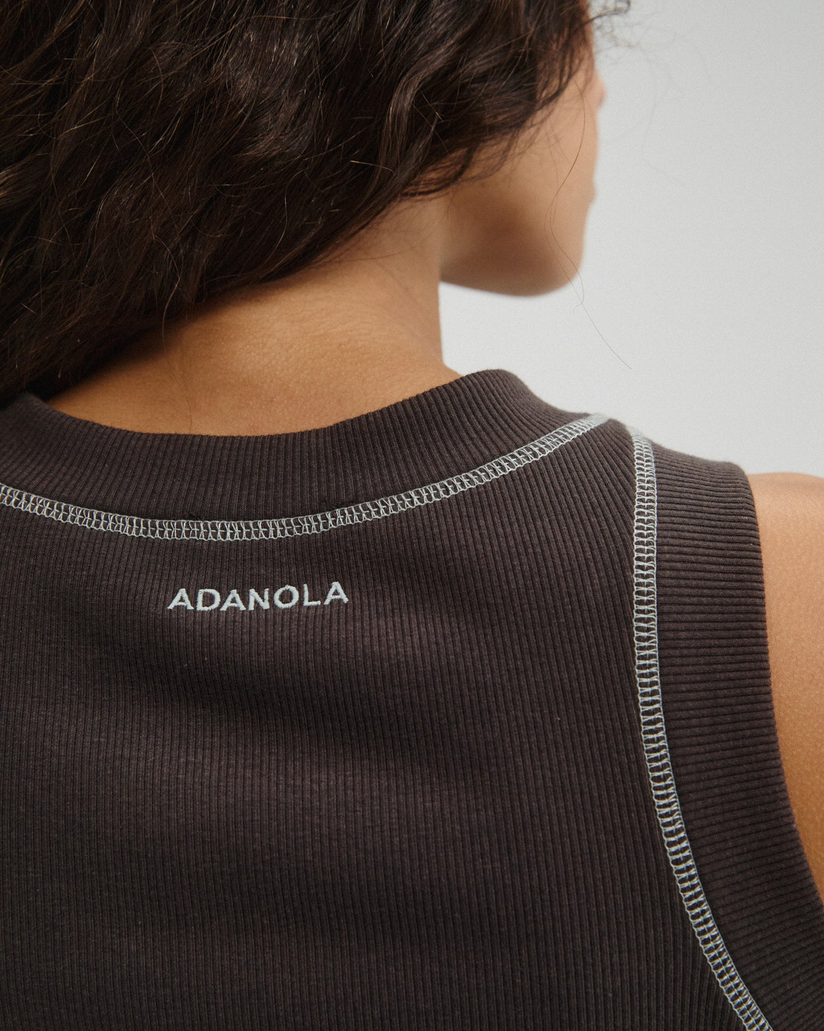 Overlock Ribbed Tank Top - Coffee Bean