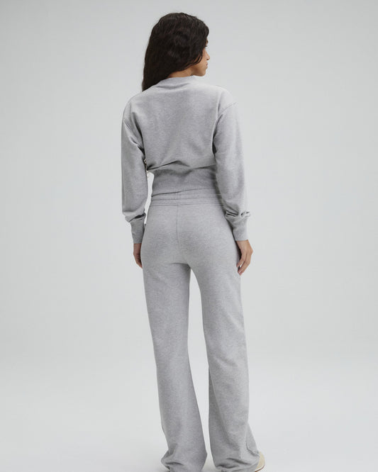 Modal Straight Leg Pants - Light Grey Melange