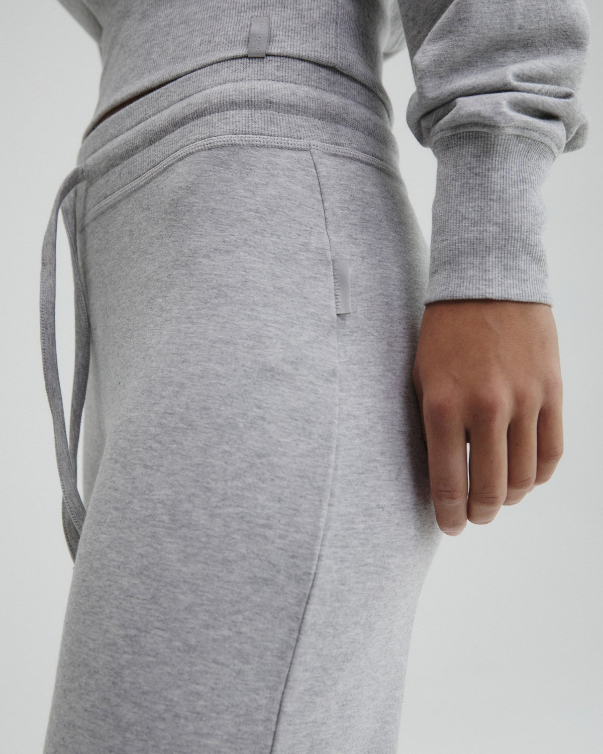 Modal Straight Leg Pants - Light Grey Melange