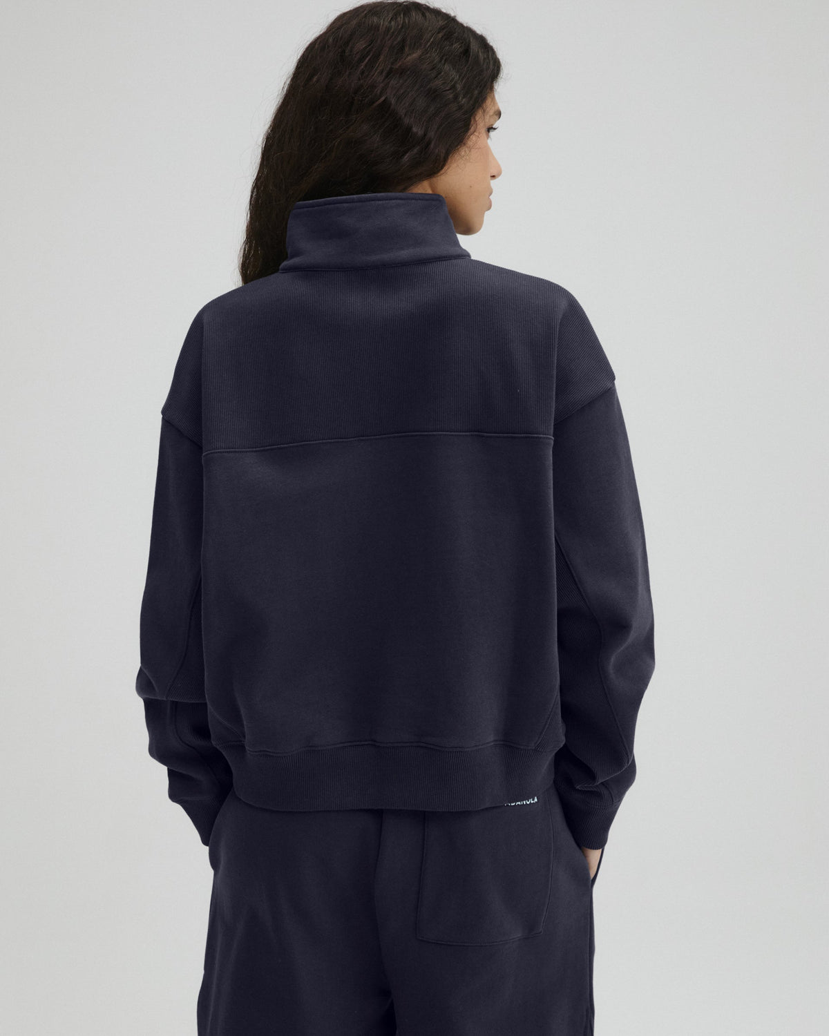 Relaxed Quarter Zip Sweatshirt - Midnight Blue