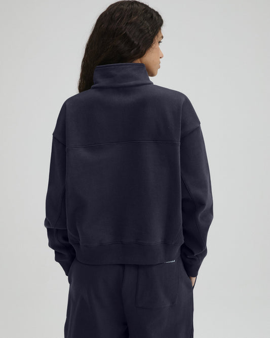 Relaxed Quarter Zip Sweatshirt - Midnight Blue