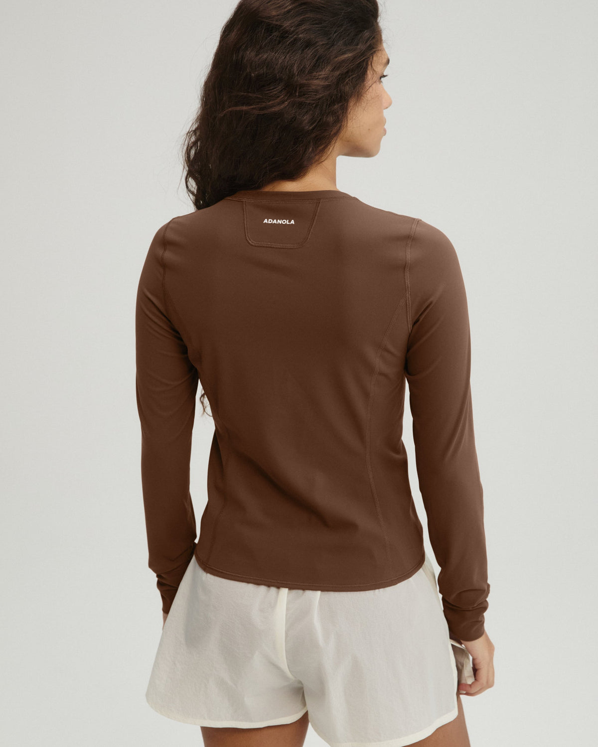 Panelled Long Sleeve Top - Mocha Brown