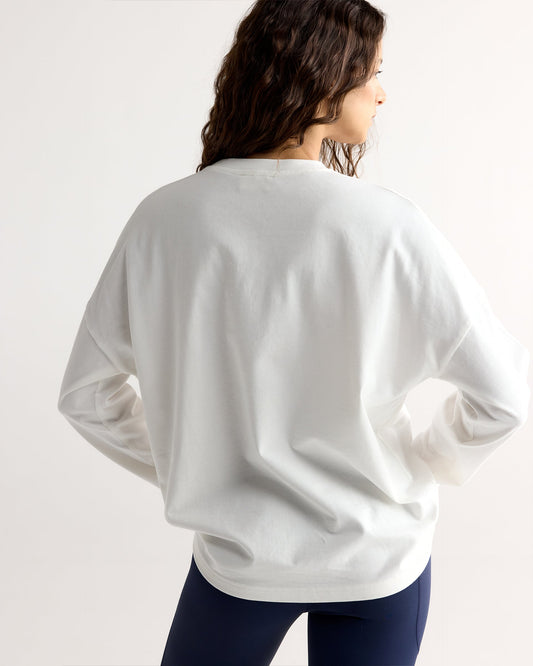 Drop Shoulder Long Sleeve T-shirt - White