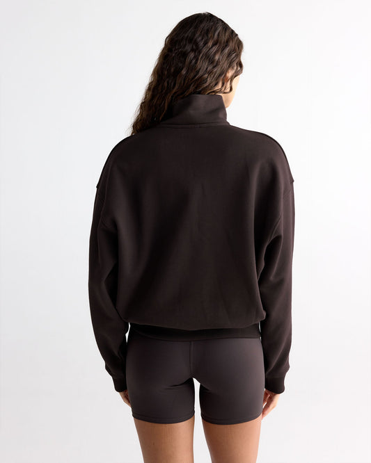 Relaxed Quarter Zip Sweatshirt - Coffee Bean