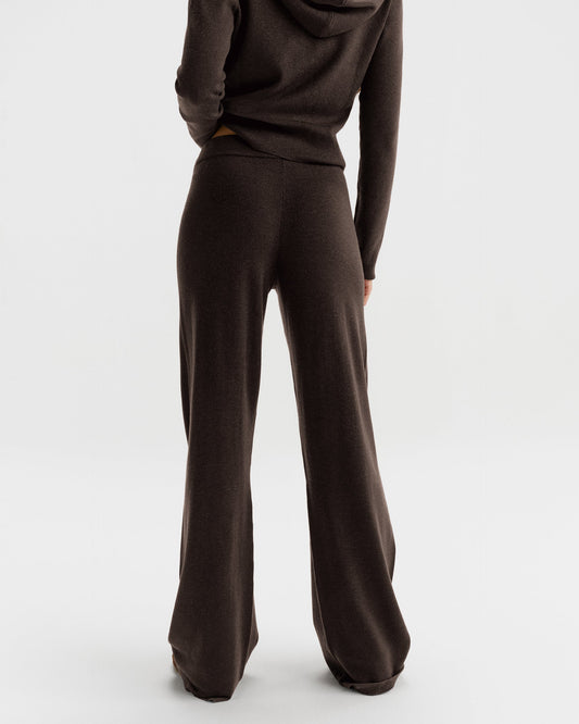 Knit Straight Leg Trousers - Coffee Bean