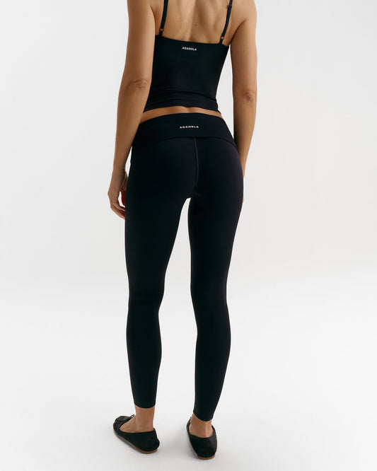 Fold Over Yoga Leggings - Black