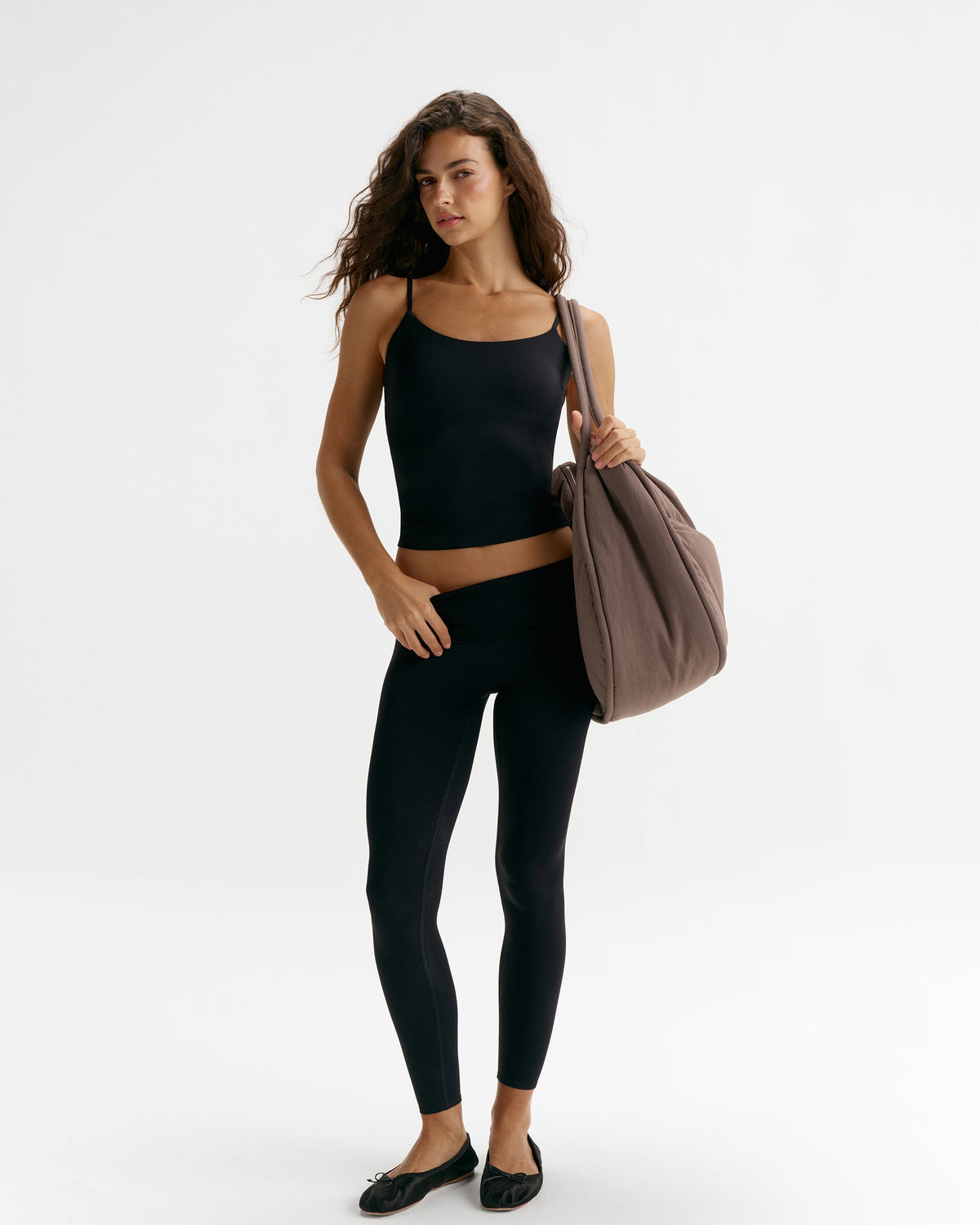 Fold Over Yoga Leggings - Black