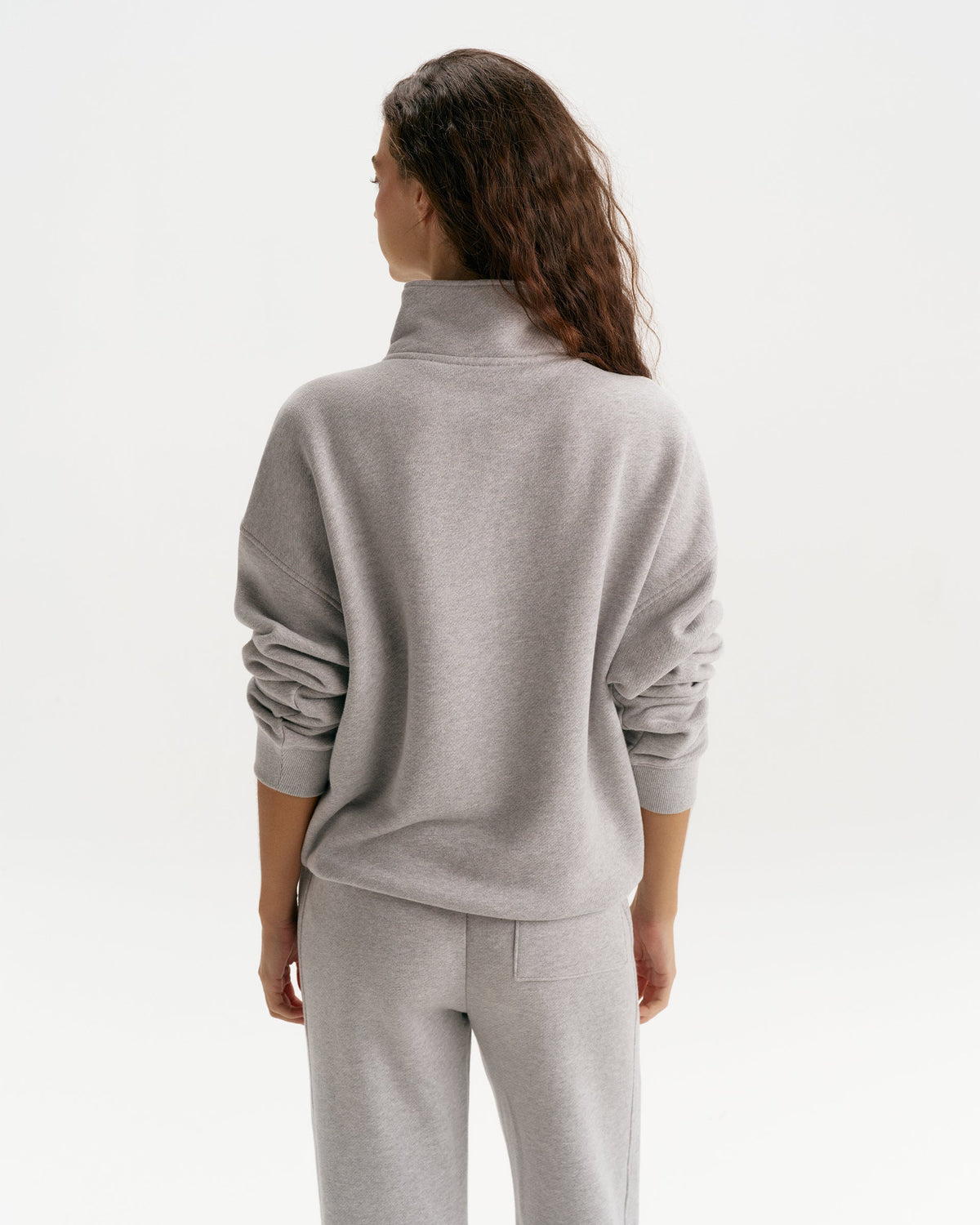 Classic Relaxed Quarter Zip Sweatshirt - Heather Grey
