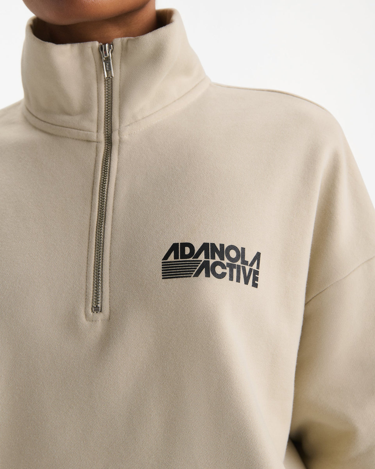 Oversized Quarter Zip Sweatshirt - Stone