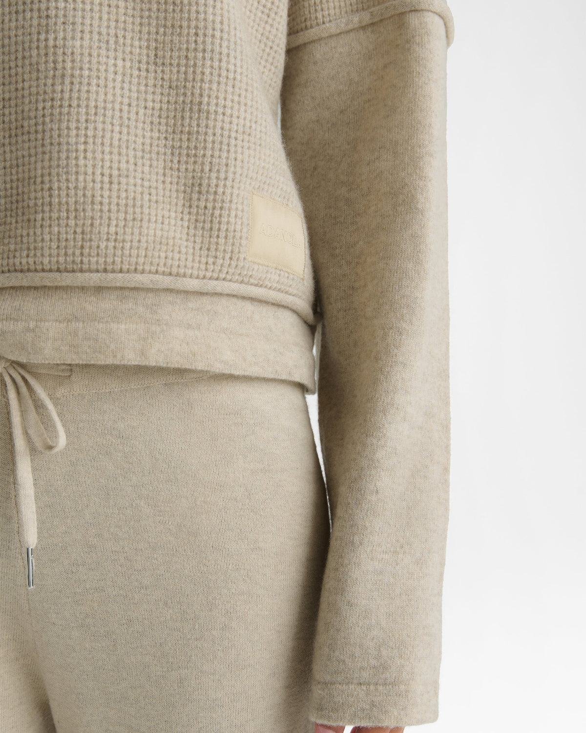 Double Layered Cashmere Blend Top - Oatmeal Marl