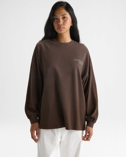 Washed Long Sleeve T-shirt - Chocolate Brown