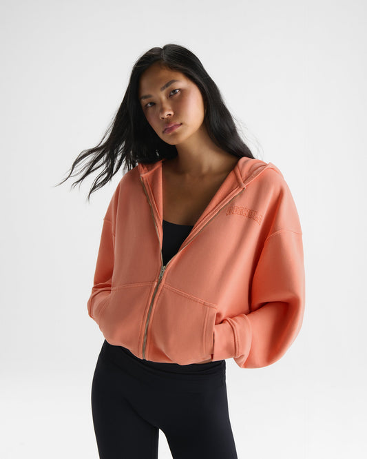 Relaxed Zip Through Hoodie - Melon Sorbet
