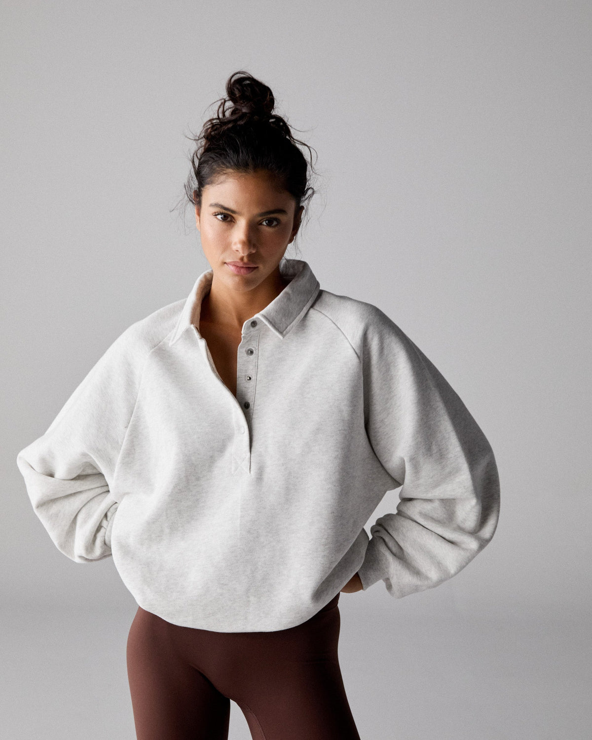 Slouchy Sweatshirt - Light Grey Melange