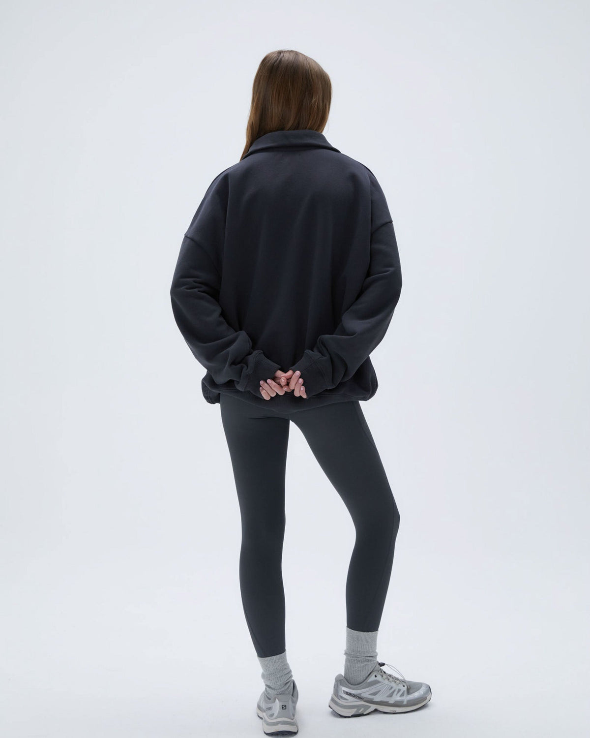 Oversized Quarter Zip Sweatshirt - Graphite Grey