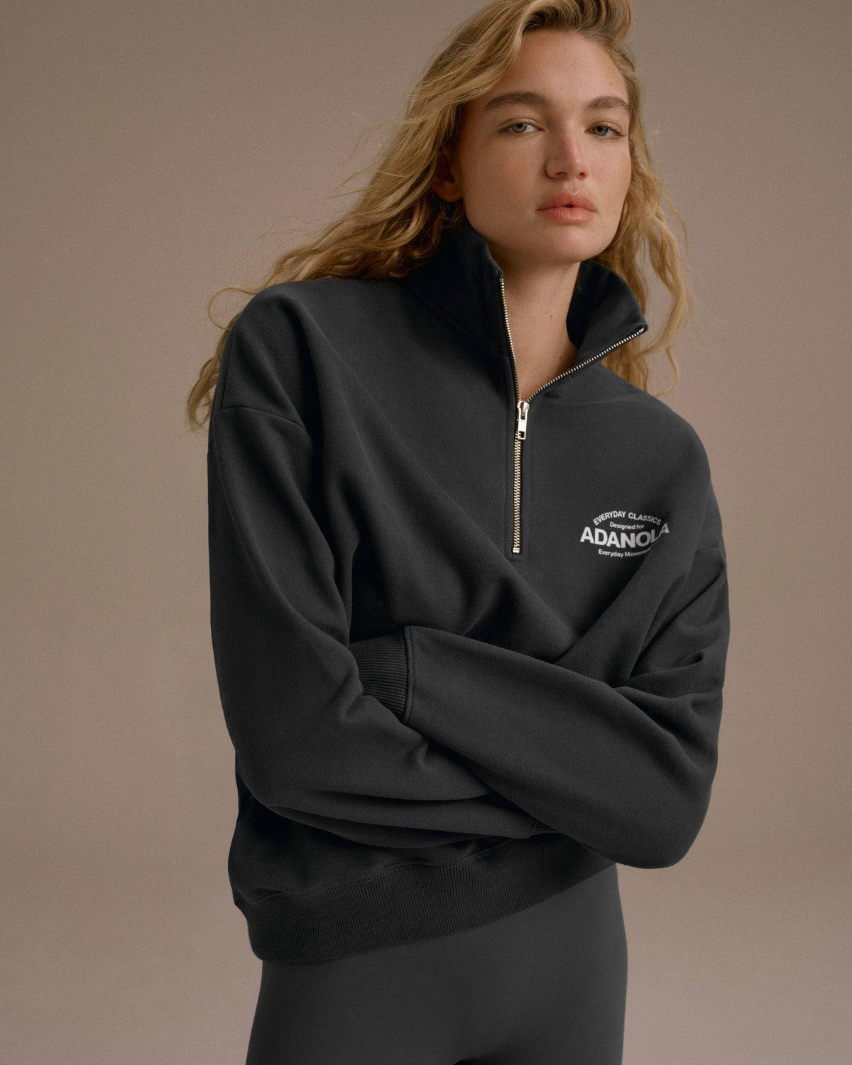 Oversized Quarter Zip Sweatshirt - Graphite Grey