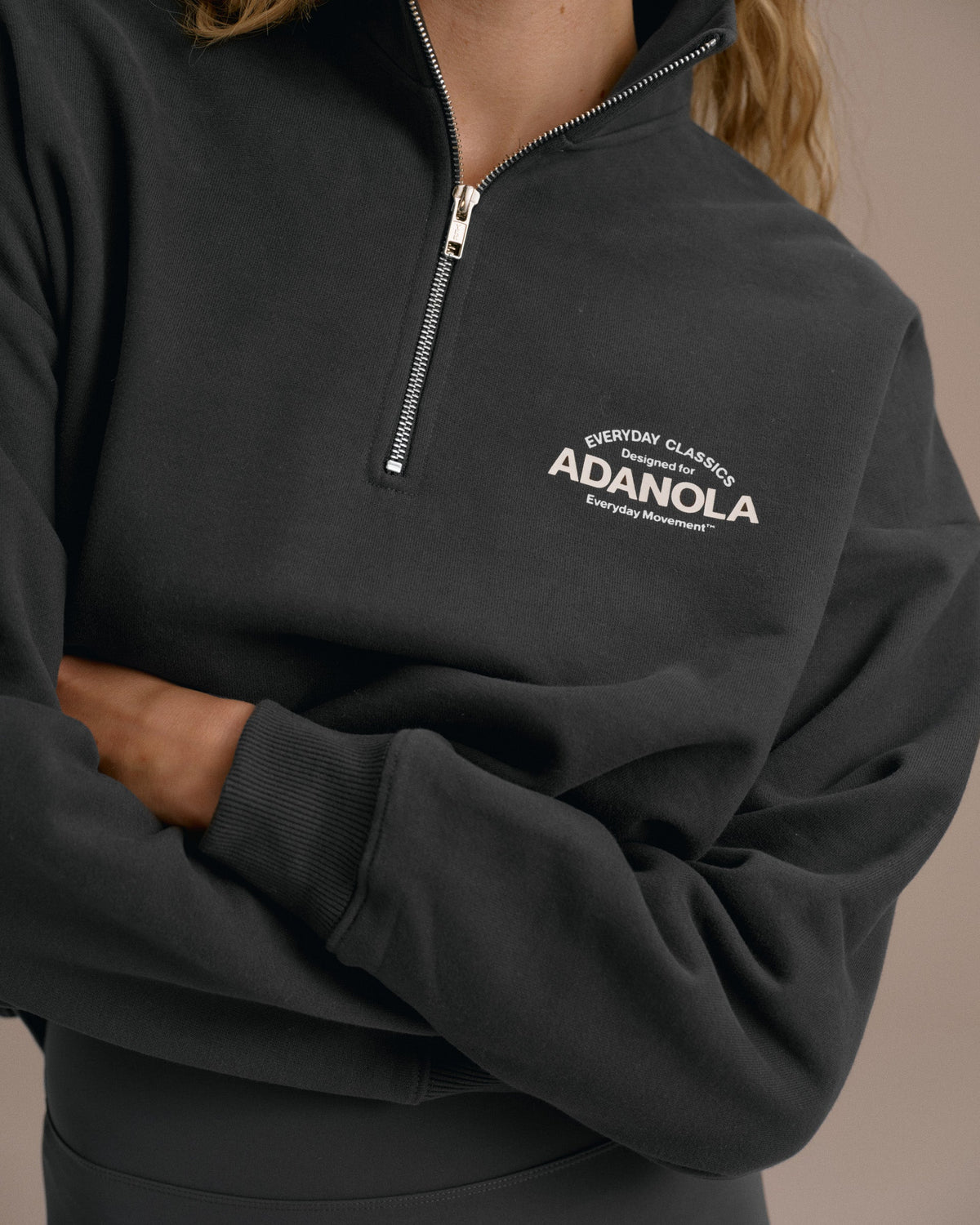 Oversized Quarter Zip Sweatshirt - Graphite Grey