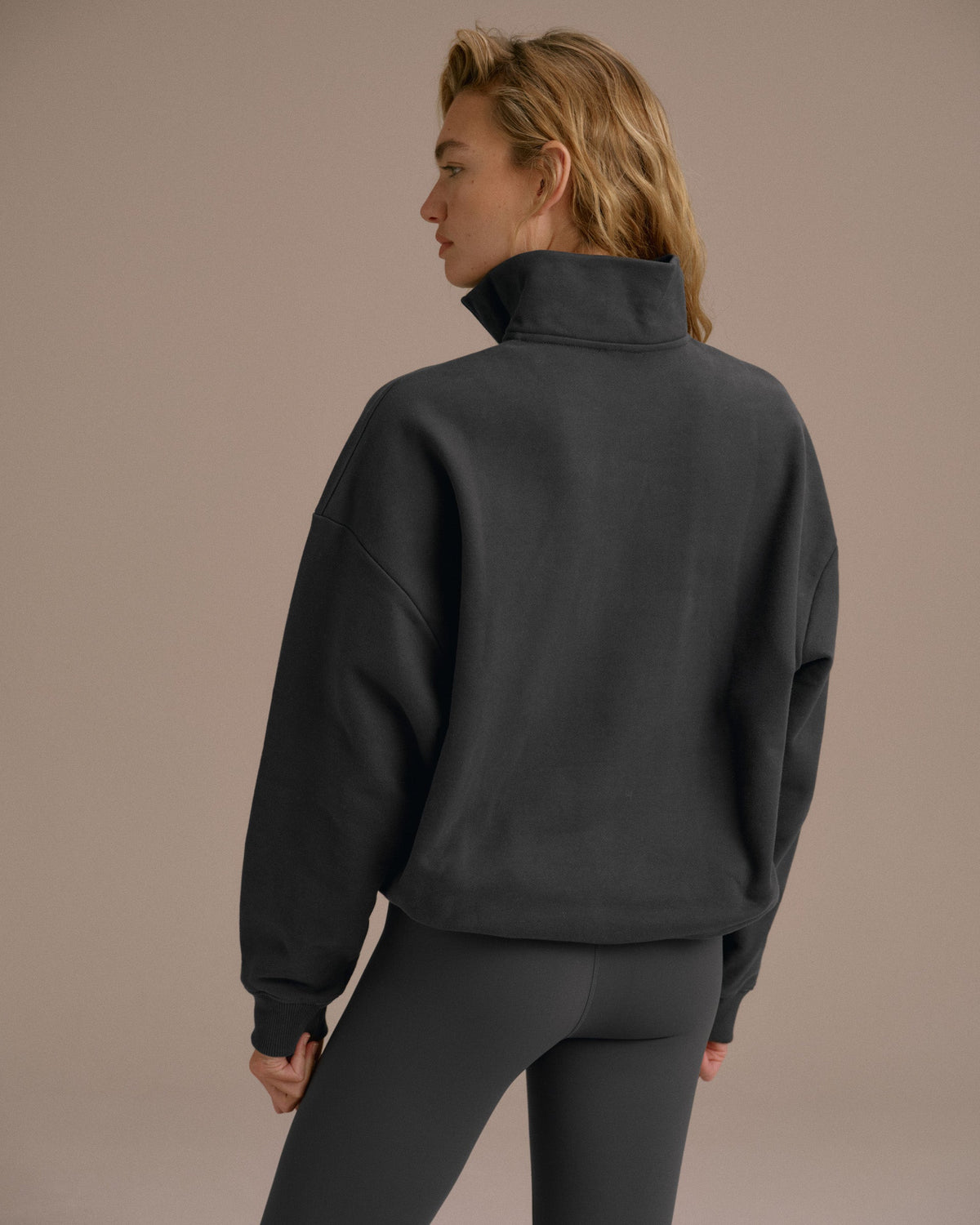 Oversized Quarter Zip Sweatshirt - Graphite Grey