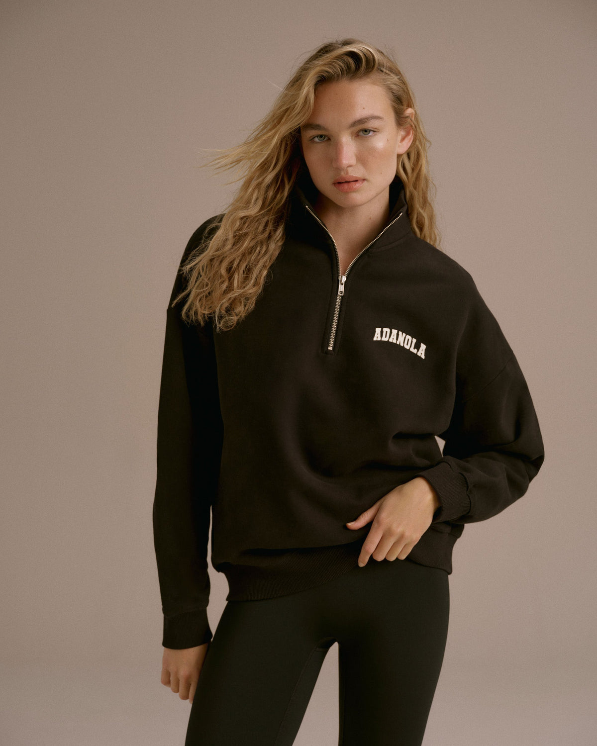 Relaxed Quarter Zip Sweatshirt - Black