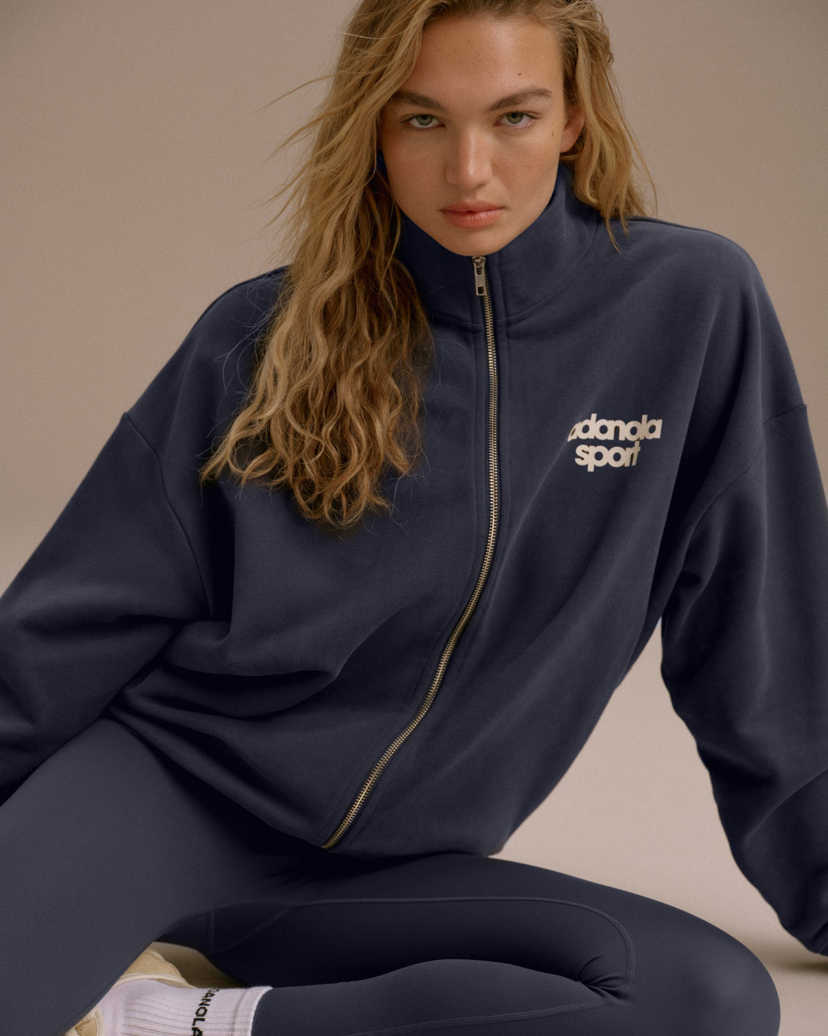 Oversized Full Zip Sweatshirt - Washed Midnight Blue