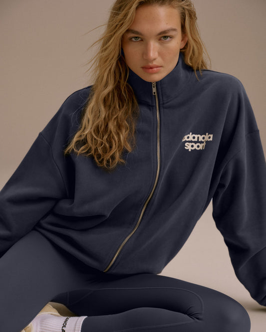 Oversized Full Zip Sweatshirt - Washed Midnight Blue