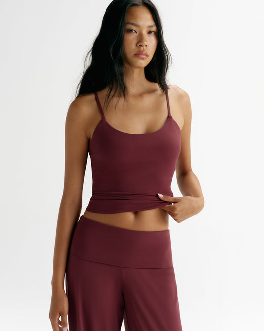 Skinny Strap Yoga Top - Damson