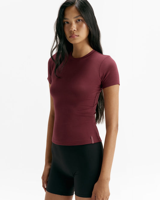 Modal Soft Short Sleeve Top - Damson