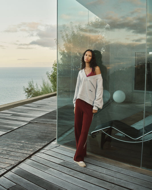 Knit Straight Leg Pants - Damson