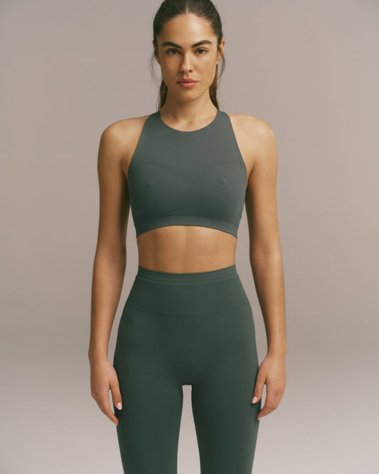 Seamless Racer Tank Bra - Sea Green