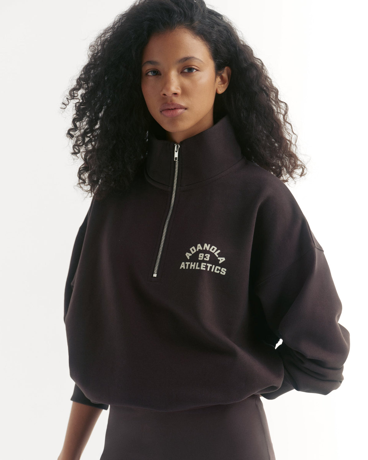 Relaxed Quarter Zip Sweatshirt - Coffee Bean