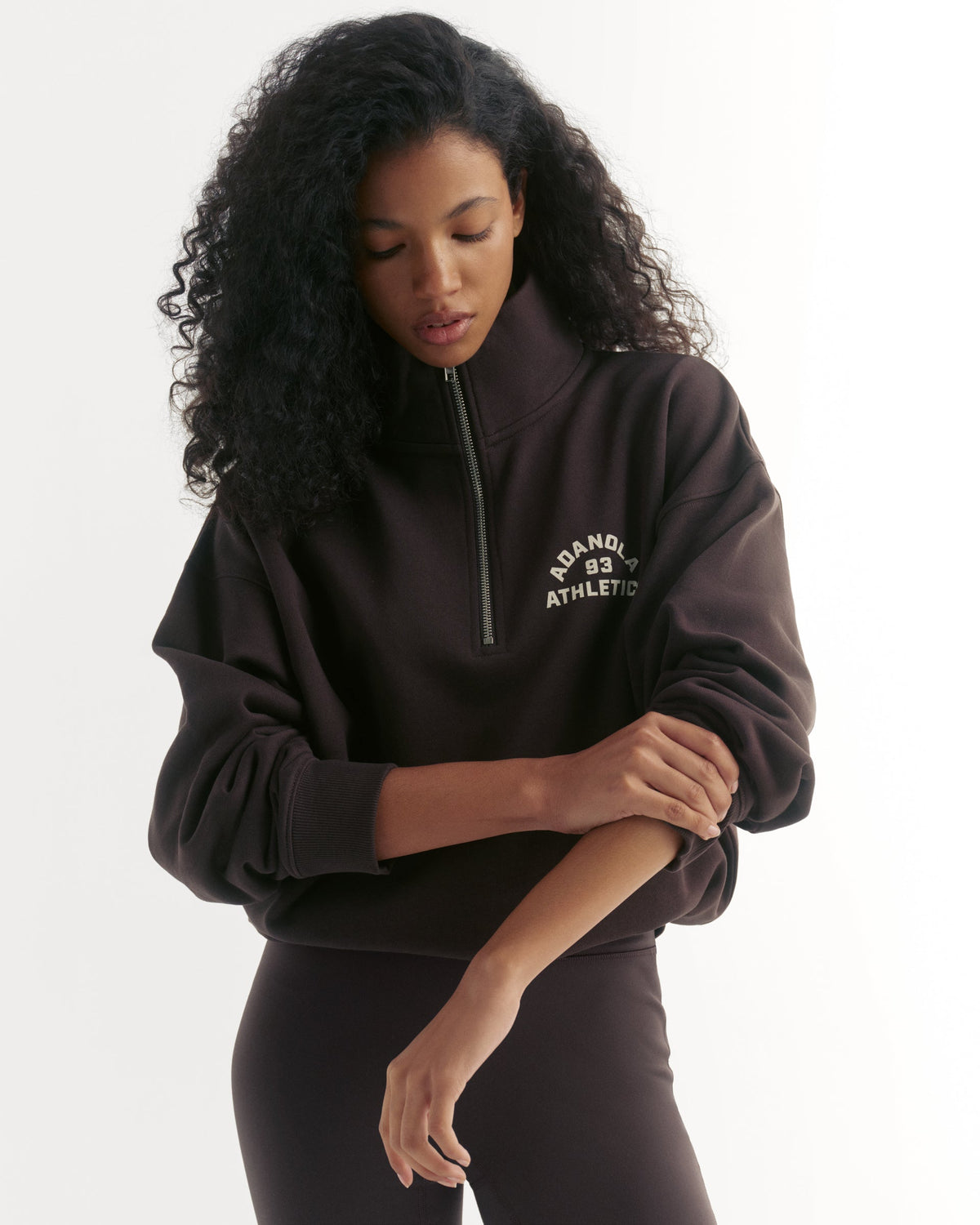 Relaxed Quarter Zip Sweatshirt - Coffee Bean