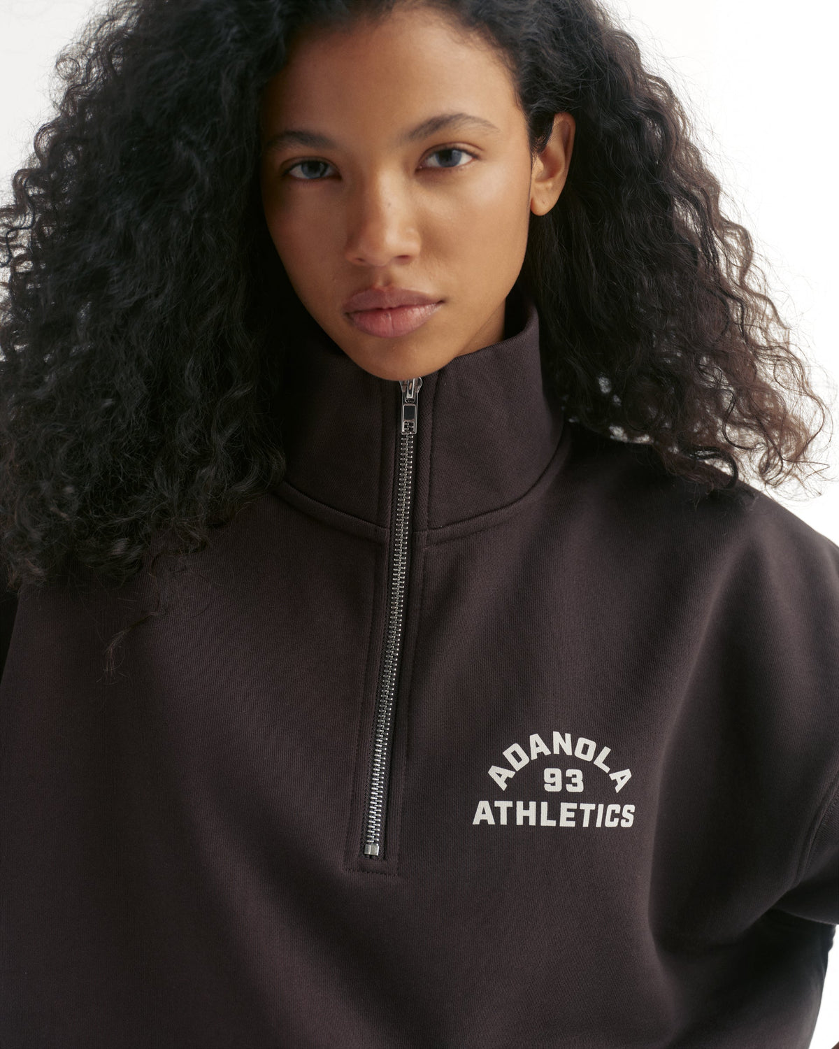 Relaxed Quarter Zip Sweatshirt - Coffee Bean