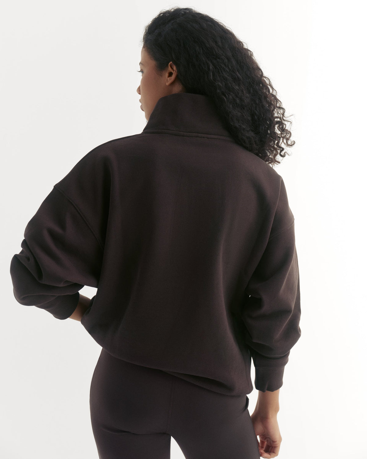Relaxed Quarter Zip Sweatshirt - Coffee Bean
