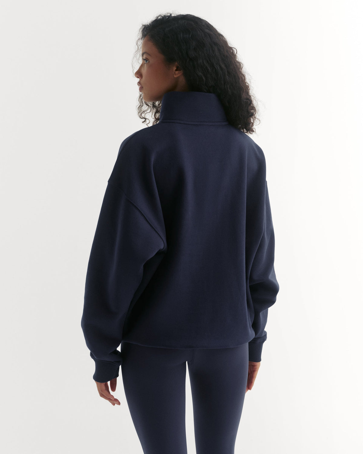 Relaxed Quarter Zip Sweatshirt - Navy Blue