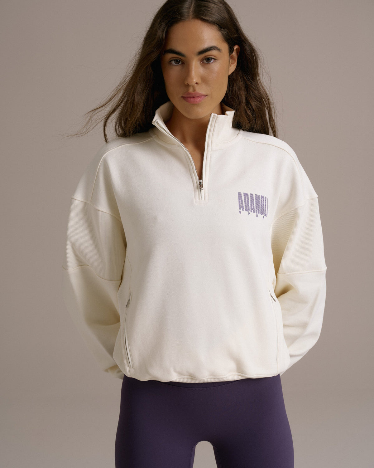 Relaxed Quarter Zip Sweatshirt - Marshmallow White