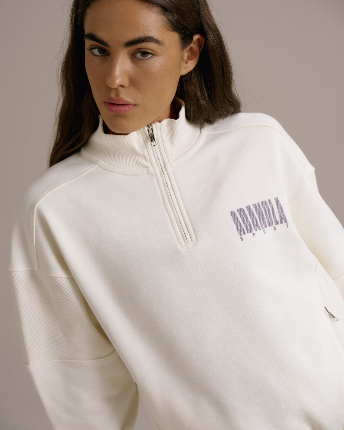 Relaxed Quarter Zip Sweatshirt - Marshmallow White